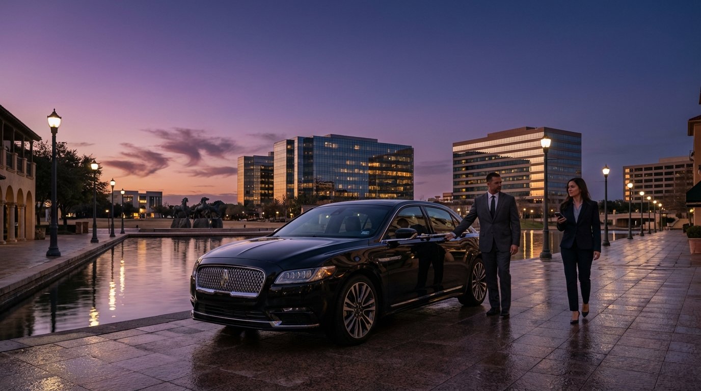 Luxury black car service in Irving and Las Colinas, Texas